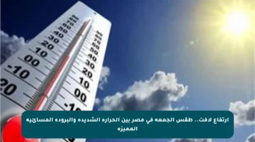 ارتفاع لافت.. طقس الجمعة في مصر بين الحرارة الشديدة والبرودة المسائية المميزة
